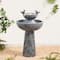 Glitzhome® 26" LED 2-Tier Birdbath Outdoor Fountain with Birds